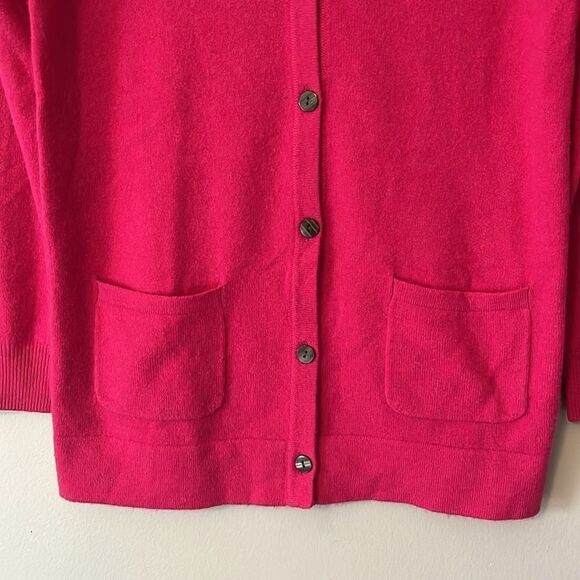 Takashimaya Japan 100% Cashmere Cardigan Sweater Pockets Size Medium Hot Pink - Picture 3 of 16